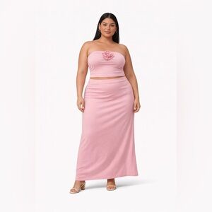 Reformation Two Piece Set Adalynn Pink Rose Set NWT Size XL